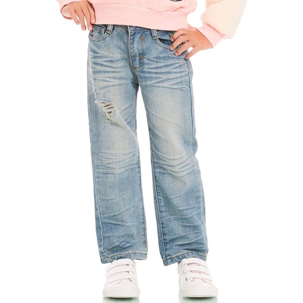 TRULY ME • Distressed Straight Leg Light Wash Denim Blue Jeans
